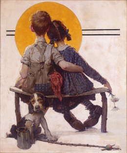 Boy and Girl Gazing at Moon (Puppy Love)